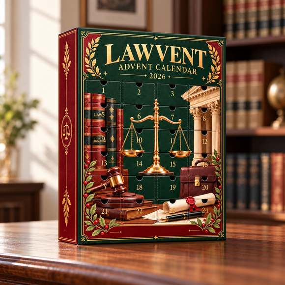 Lawvent Advent Calendar 2026 with 24 numbered doors
